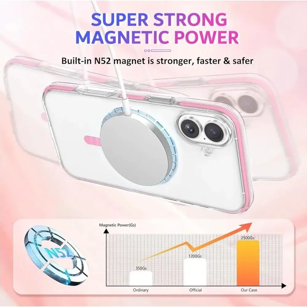 MATEPROX Magnetic Pink Clear iPhone 16 Case MagSafe 6.1
